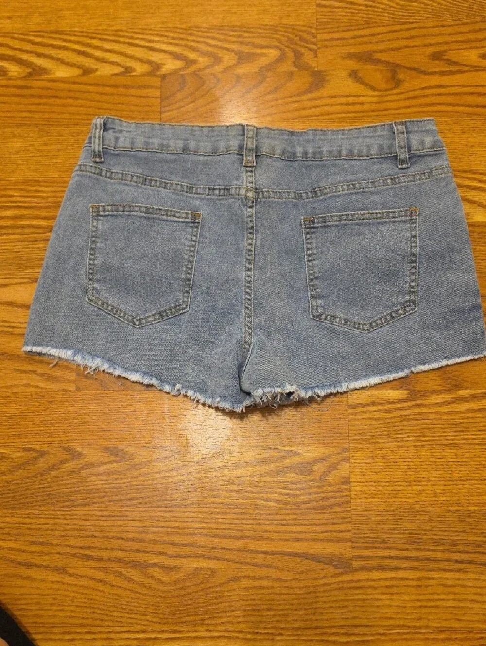 Classic High-Rise Denim Shorts in Light Blue